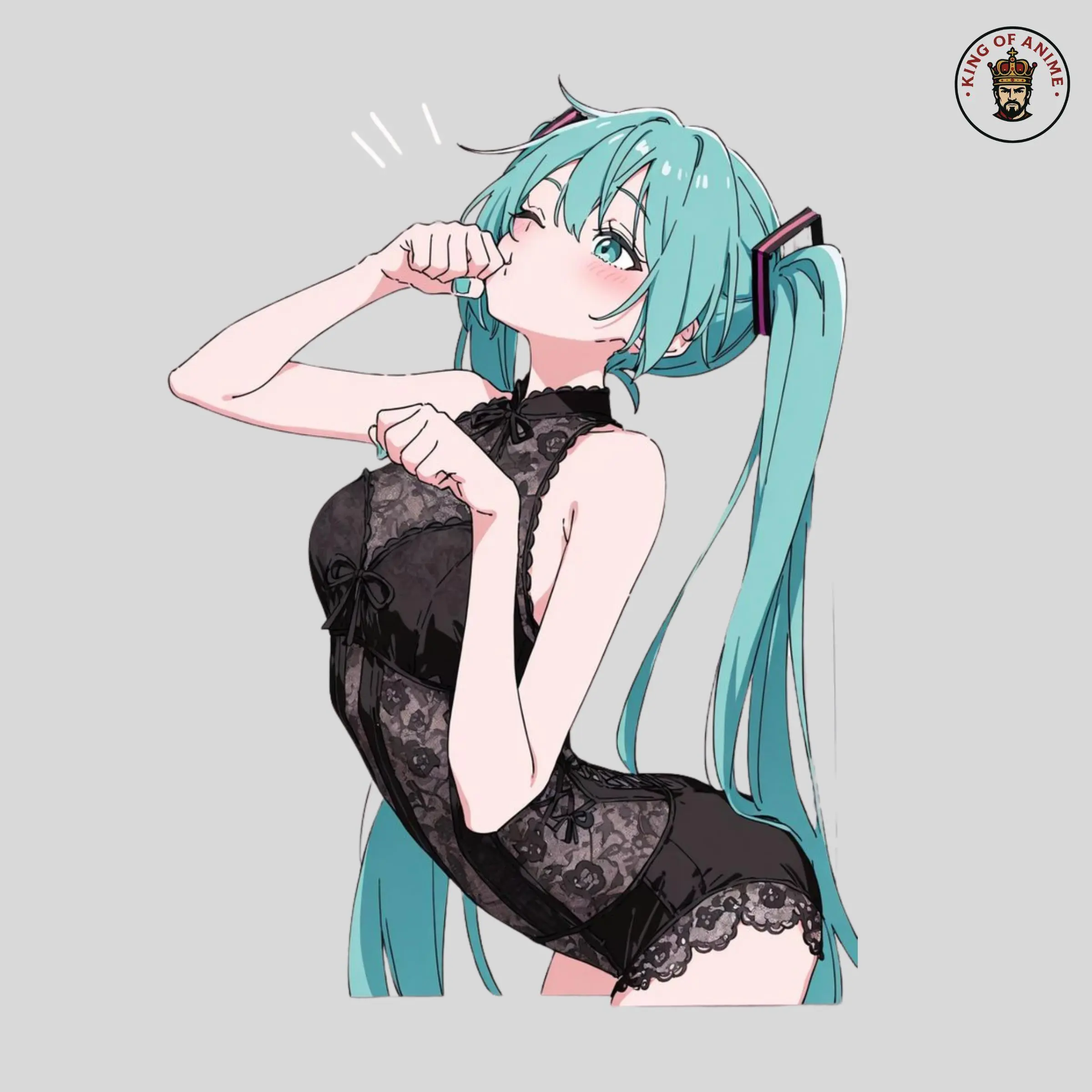 Hatsune Miku Cat Pose Sticker, Vinyl Sticker, Miku  Anime Waifu in Lingerie, Cute and Spicy Style, Phone Decor