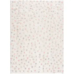 Cansu Pink Dotted Rug - Pink dots on a Cream Area Rug