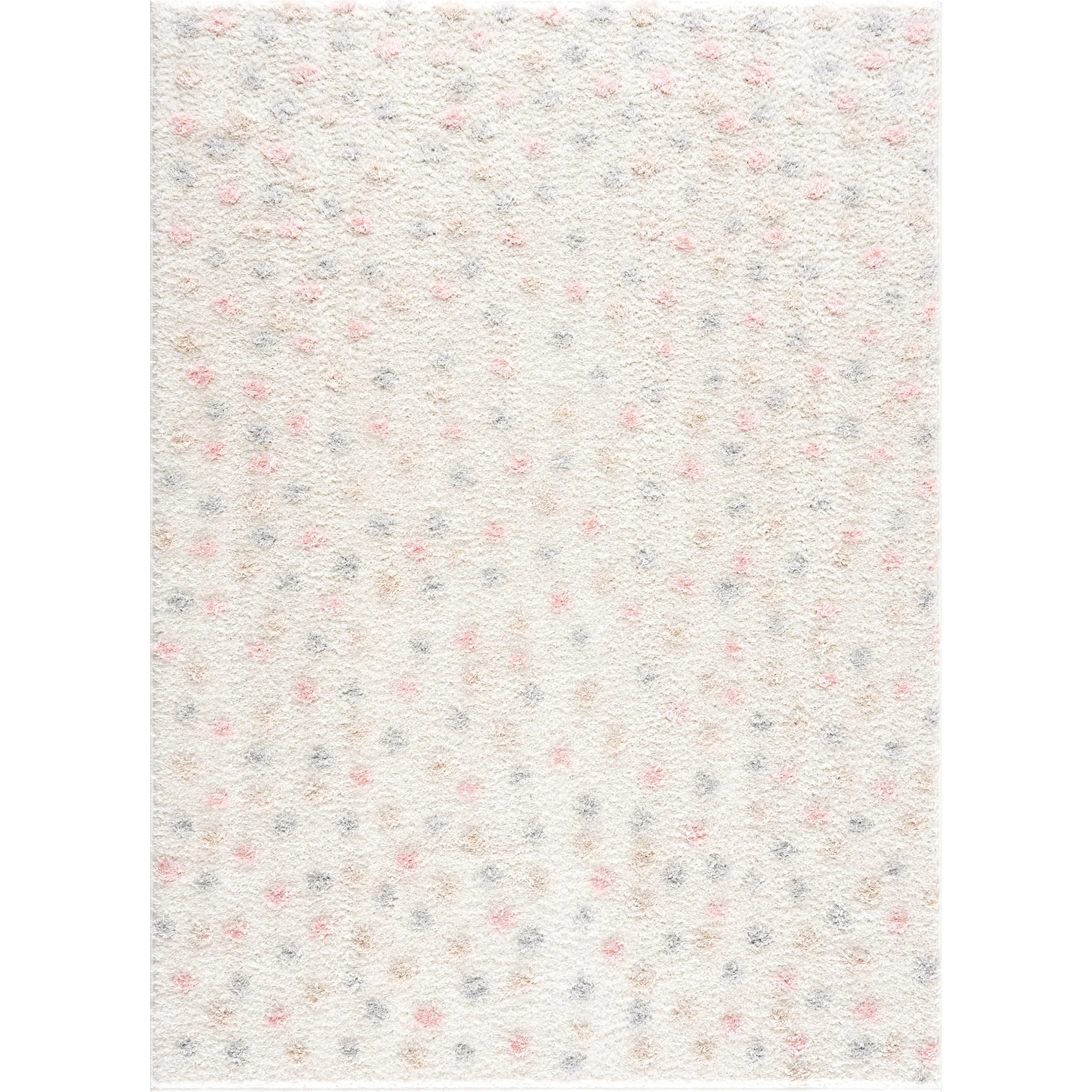 Cansu Pink Dotted Rug - Pink dots on a Cream Area Rug, Home Decor Rugs, Pattern Rug