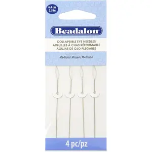 Collapsible Eye Beading Needles Medium 0.36 mm/.014 inches Diameter 2.5 inches Length 4 pc