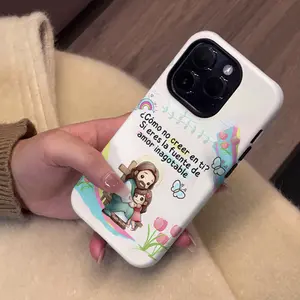 Bible Verse Pattern Phone Case, Shockproof Rugged Cover Dual Layer Soft TPU Hard Bumper Hard Shell for iPhone 11 12 13 14 15 16 Pro Max Plus Cute Girl