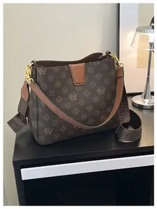 Luxury Monogram Bucket Bag, Vintage Designer Style Shoulder Bag for Women, Large Capacity Crossbody Handbag for Daily & Commute