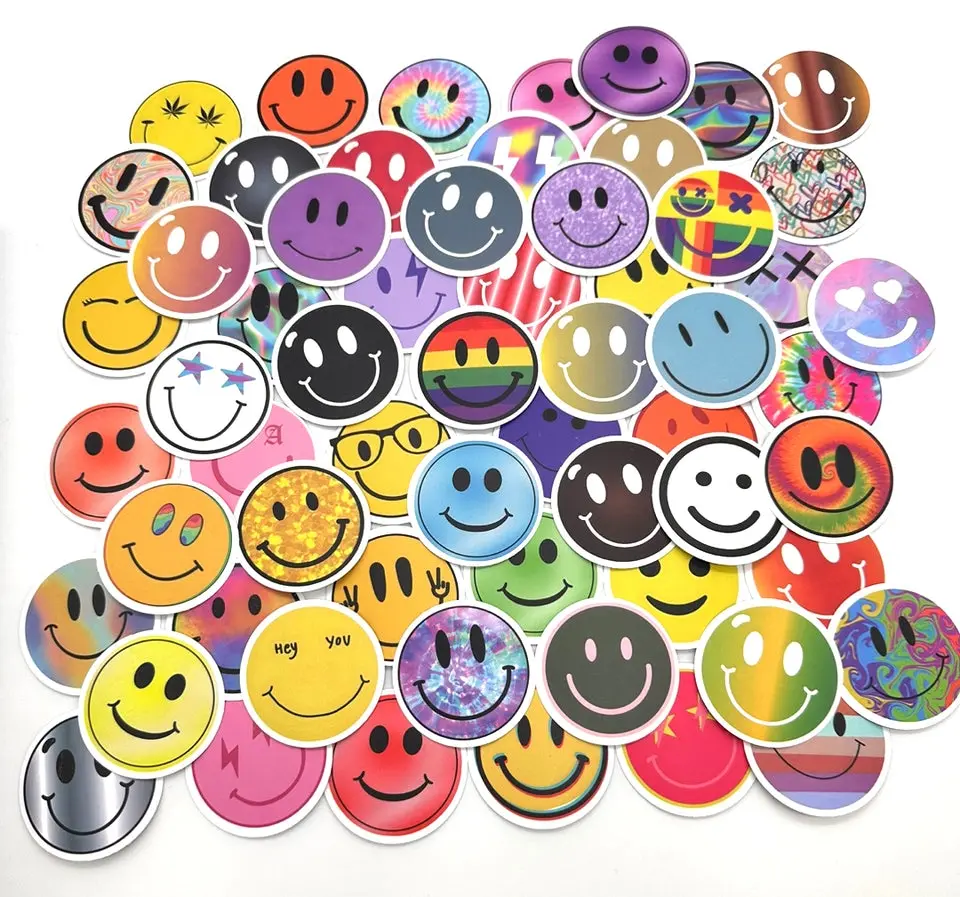 Kid Smiling Sticker 60 PCS Smiley Face Stickers for Kids — Happy Face Waterproof Vinyl ...