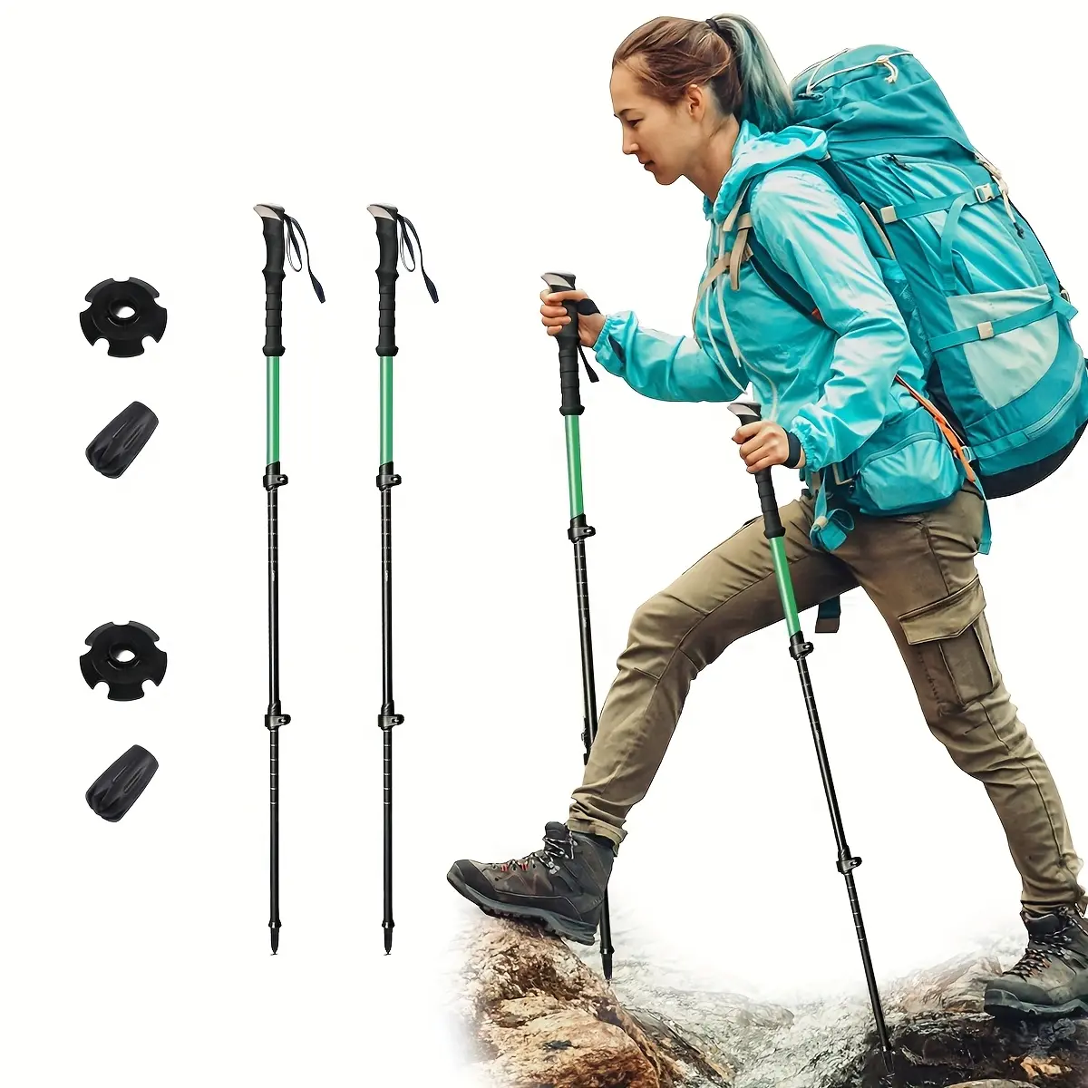 2 durable telescopic multi-functional aluminum trekking poles, ultra-light aluminum trekking poles for men and women, aluminum alloy trekking poles and walking sticks