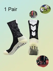 1 Pair New Style Men Women Football Sports Socks Basketball Socks High Quality Anti Slip Socks Sweat Absorbent Breathable Running Socks Wear Resistant Grip Mountaineering Socks Fitness Socks