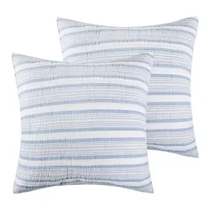 Coral Landing Cotton Euro Sham Set, 2-Piece 26x26in. Bedding Linens with Machine Wash Feature
