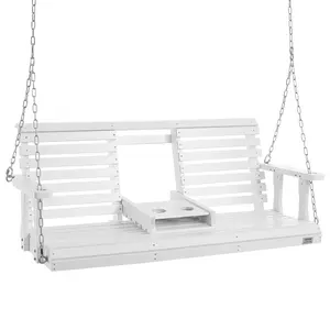 【SummerFinds】VEVOR Wooden Porch Swing 5 ft,  Patio bench swing for Courtyard & Garden, Upgraded 880 lbs Strong Load Capacity, Heavy Duty Swing Chair Bench with Hanging Chains for Outdoors, White