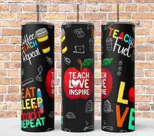 Teacher 20 oz Tumbler Coffee Drinkware Insulated Lid Skinny Portable