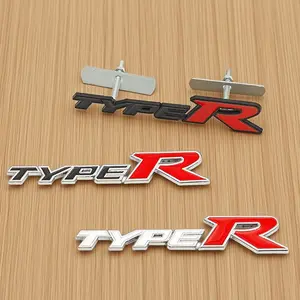 3d Metal Alloy Letters Type R Logo Car Front Grille Badge Emblem for Accord Civic Type R Auto Accessories