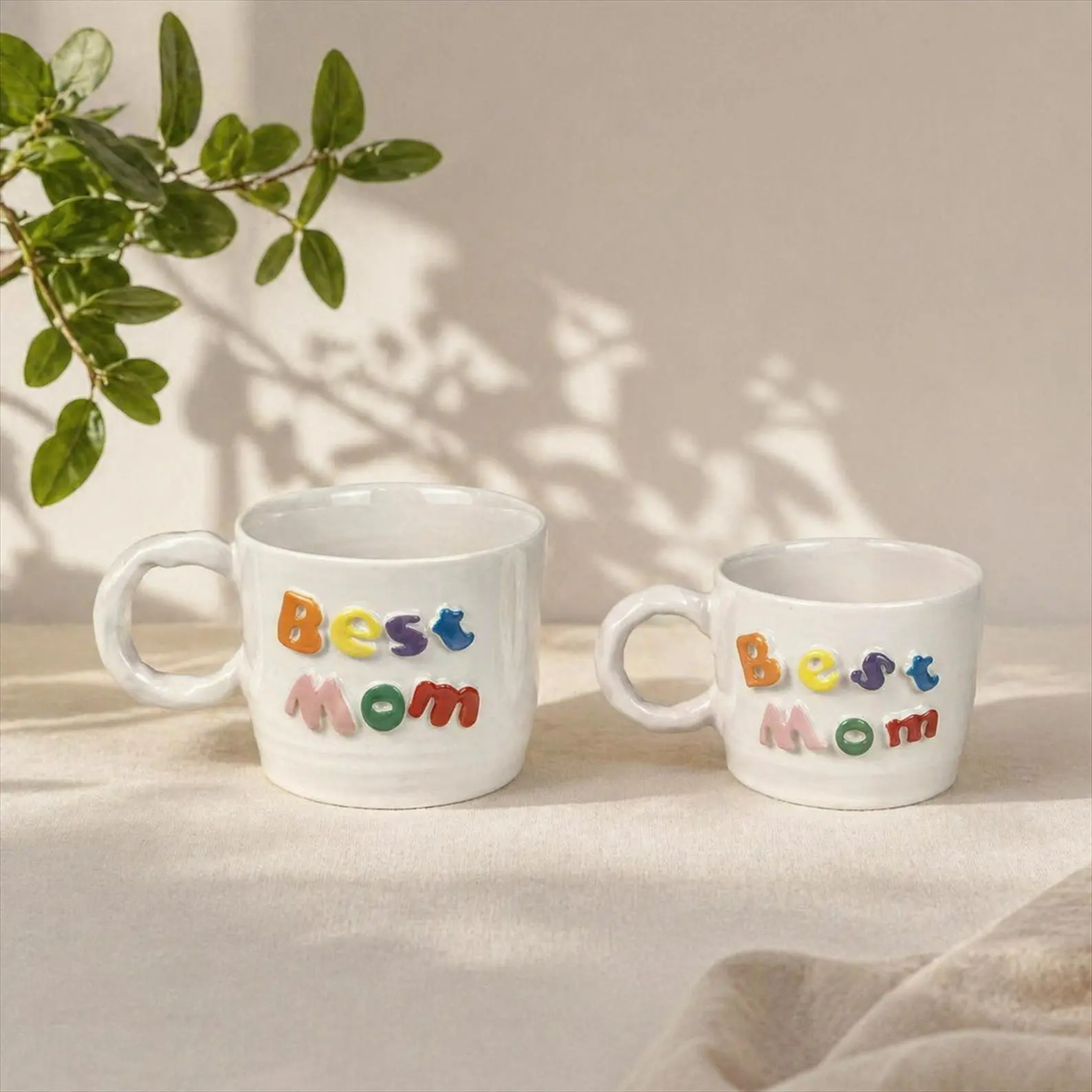 Personalized Best Mom Mug (10 oz), Custom Name Ceramic Cup, 3D Letter Mug, Gift for Mom, Mother's Day Gift, Handmade Cute Coffee Mug