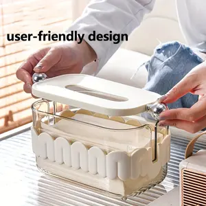 Recessed Design Tissue Box, Cream Style Light Luxury Desktop Tissue Holder, Ins Cute Creative Napkin Box for Living Room, Bedroom, Bathroom, Home Decor Organizer
