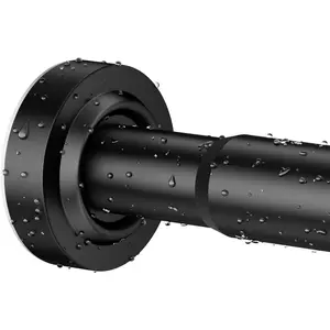Black Shower Curtain Rod 34-66 Inches Never Rust Stainless Steel Tension Curtain Rod Adjustable Shower Rod Spring Tension Non-Slip No Drilling Shower Rods for Bathro
