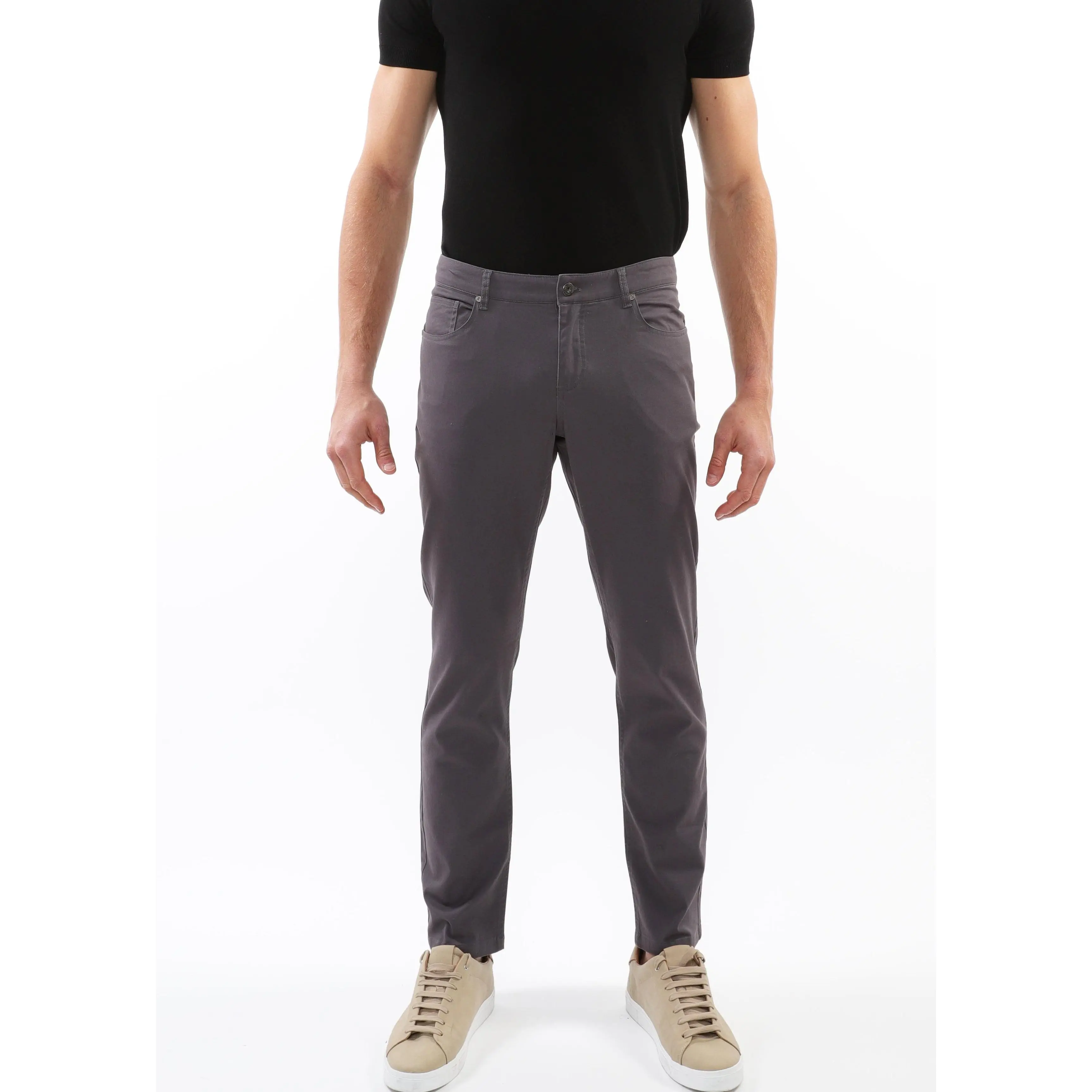 ANTHRACITE WASHED STRETCH TWILL WOVEN 5-POCKET JEANS PM-3048