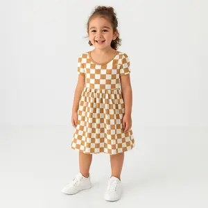 Bamboo Twirl Dress Golden Grid