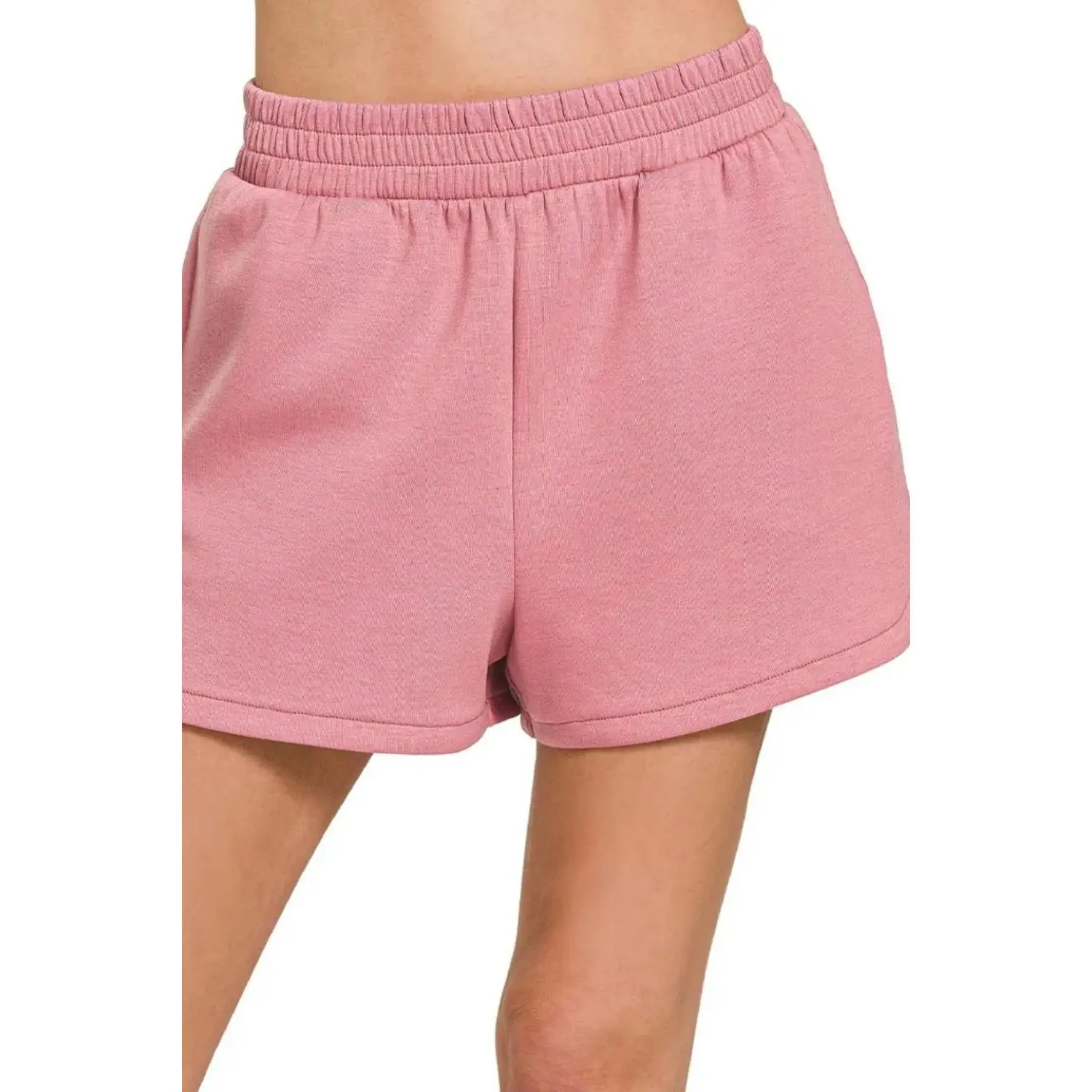 Zenana Scuba Elastic Waistband Dolphin Shorts
