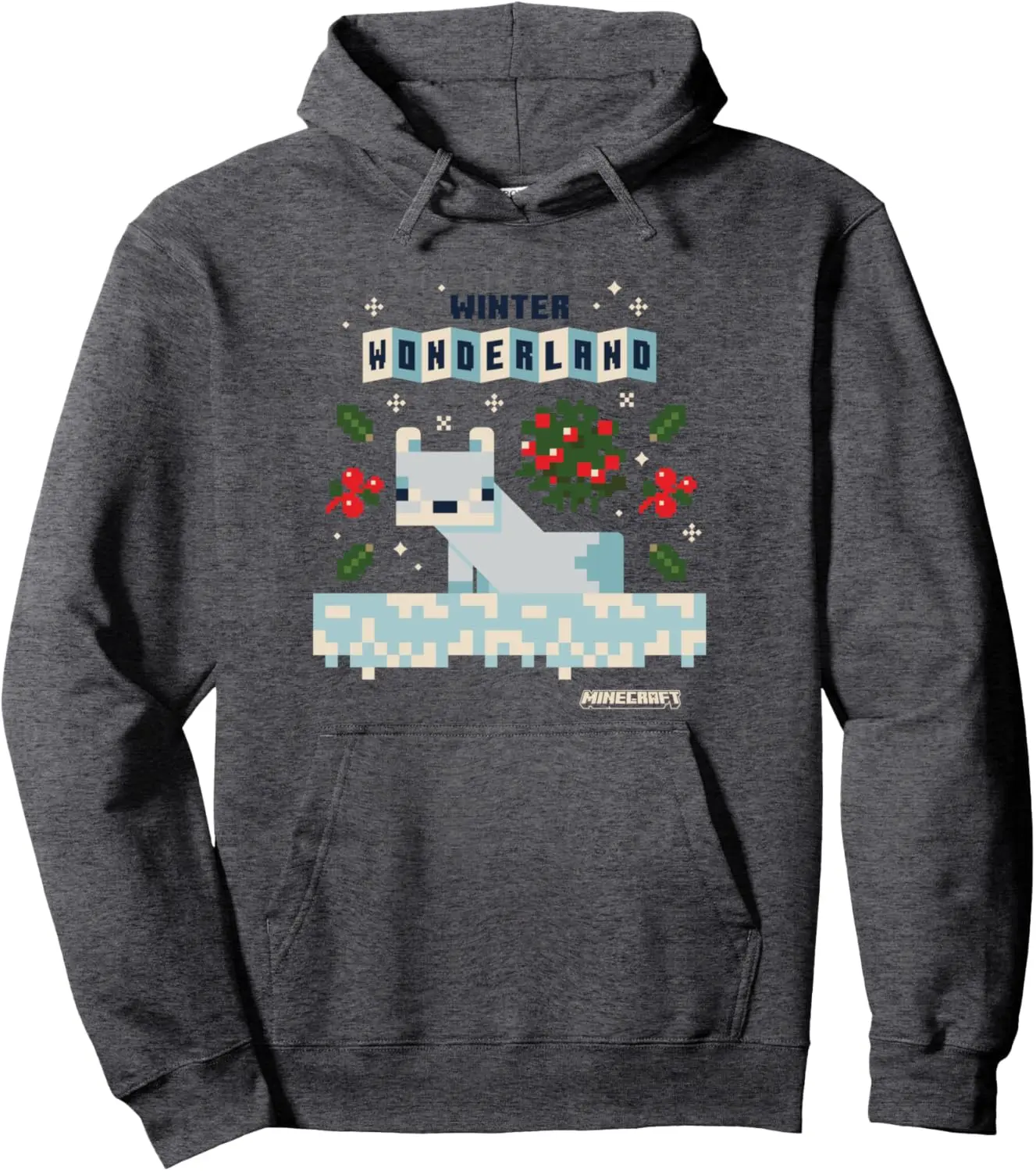 Minecraft Christmas Winter Wonderland Cute Snow Fox Shot Pullover Hoodie