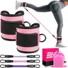 Adjustable Ankle Straps with Latex Resistance Tubes - 3 Levels (10-60 lbs) Portable Agility Training Weight Bands for Ankle Straps Exercise, Lower Body Workout, Leg Day Fit, Home Gym Users (Home & Outdoor Use)