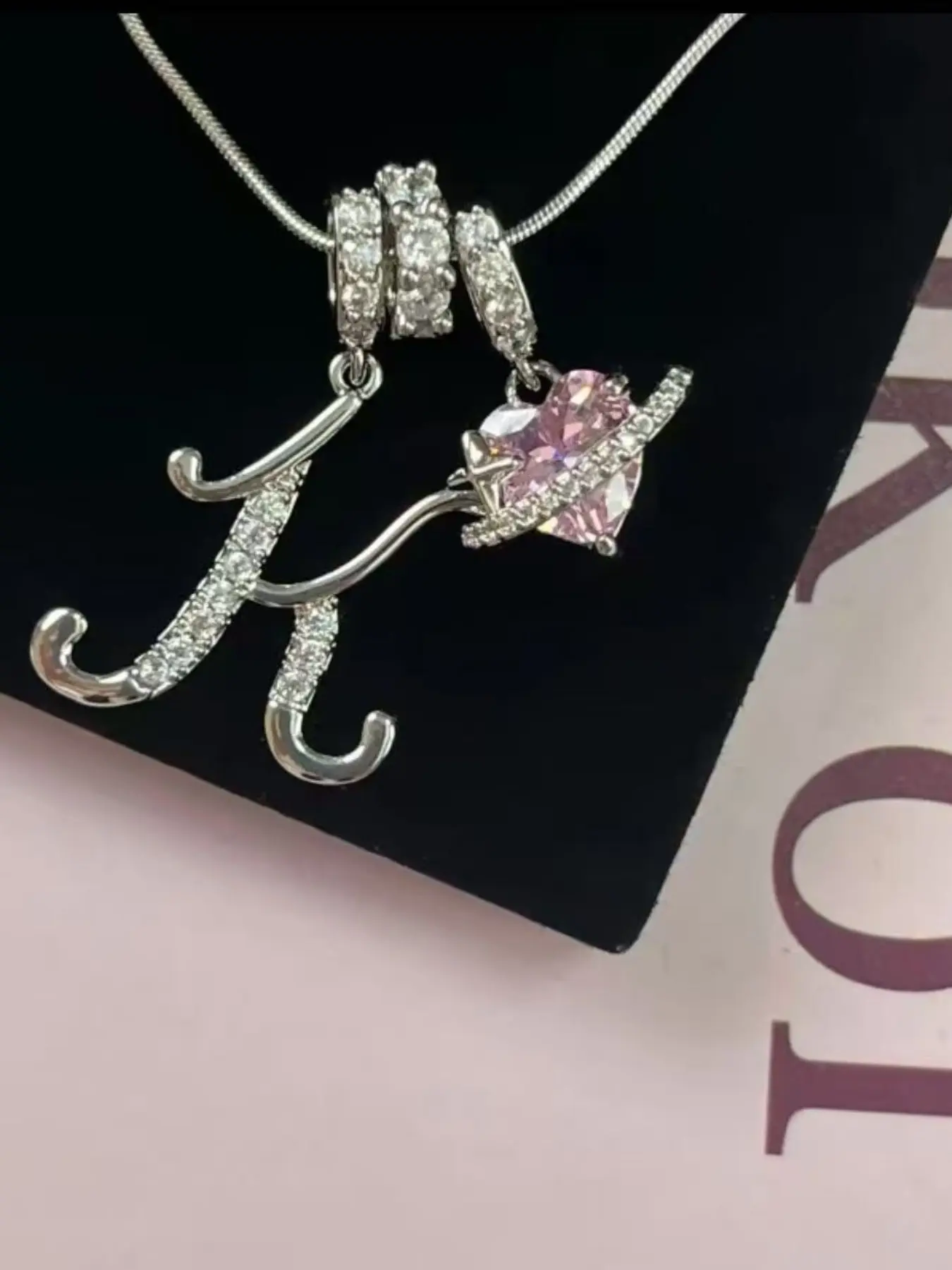Women's A-Z Letter Pendant Necklace, Zirconia Charm, Alphabet Detail Pendant, Adjustable Snake Chain, Fashion Jewelry, Party Accessory, Valentine's Gift, Adjustable Length Necklace