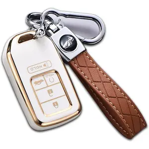 Key Fob Cover 2016-2022 for Honda with Keychain, Premium Soft TPU Full Protection Key Fob Case for Honda Accord Civic CRV Pilot Passport Smart Remote Key Protector (Size C-Ivory)