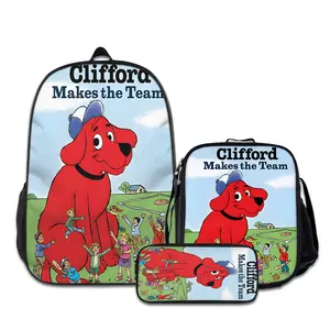 Clifford-the-Big-Red-Dog-3PCS Backpacks for Girls Set, Cute School Backpack for Girls Boys with Lunch Box and Pencil Case, Aesthetic Bookbag for Teens, Lightweight Classic Backpack for Travel, Work, Picnic A-0717