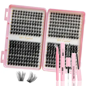 Eyelash extension set-single set of eyelashes, D curl, mixed length of 10-14mm, soft and comfortable, suitable for homemade household extension, and can be reused, Eyelash Extensions Set