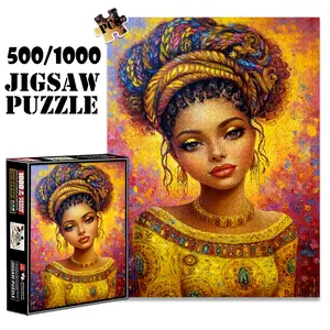 1pc 1000 piece adult puzzle 70x50cm Woman with Colorful Turban and Ornate Yellow Outfit 500 pieces of paper jigsaw puzzle, suitable for adults and families, large-scale DIY puzzle interactive toy Art Puzzles g