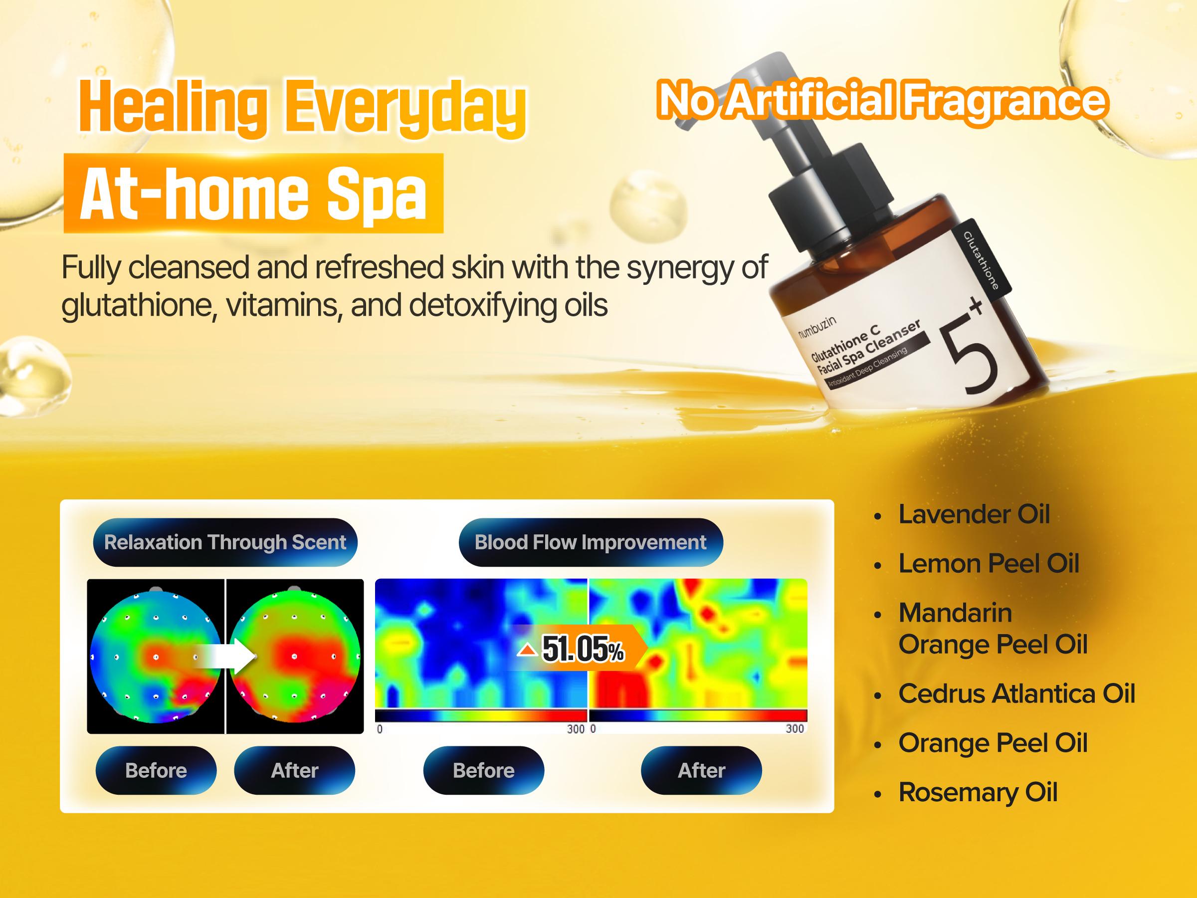 [numbuzin official shop] No.5 Cleansing Oil | Glutathione C Facial Spa Cleanser | Gentle Cleanser for Blackhead, Pore, Makeup Remover | Vitamin C, Niacinamide | Double Cleansing | 6.76 fl. oz.