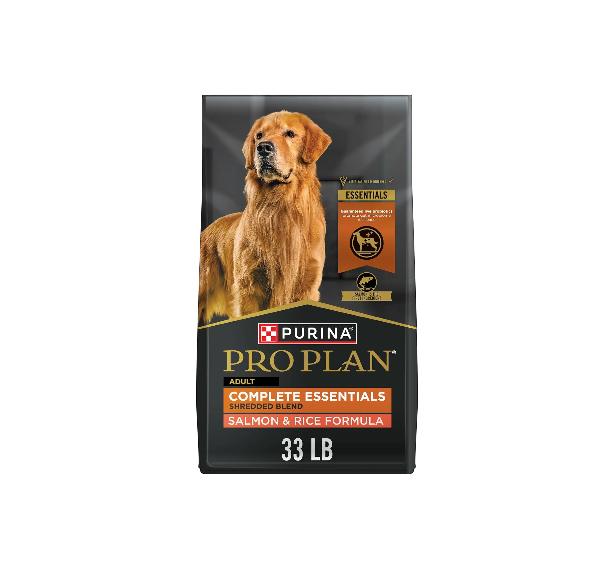 Purina Pro Plan Complete Essentials Shredded Blend Salmon and Rice Dog Food Dry Formula with Probiotics for Dogs - 33 lb. Bag