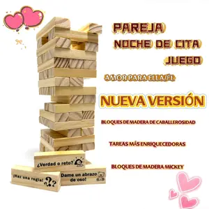 Block tower game for dating(Spanish version),Stacking-tower game for couple,Gift forFriend,Best Game for Party.Regalo de San Valentín