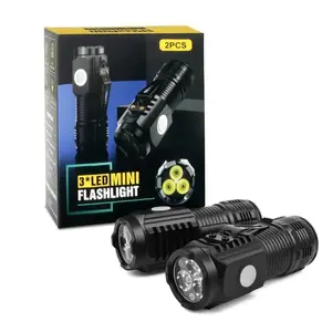 2 Pack Small Flashlights High Lumen, 3 Modes Adjustable Beam, USB Rechargeable Camping Light, Mini Torch for Outdoor Use