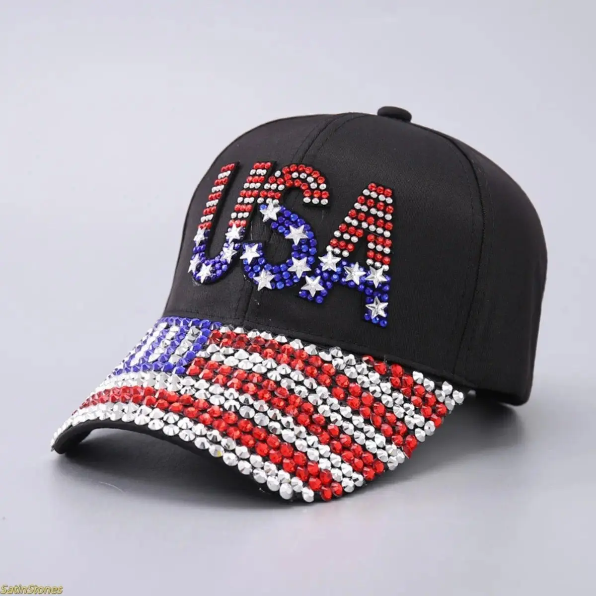 Black USA [Hat brim full of diamonds]