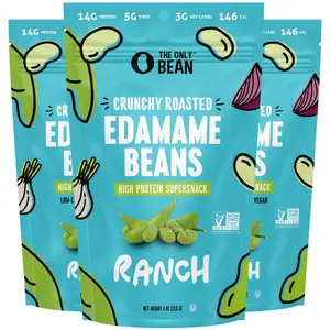 The Only Bean Edamame Dry Roasted Snacks (Ranch), Vegan, Gluten-Free, High-Protein Healthy Snack, 4oz Bags (Pack of 3) Salt Natural