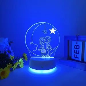 Elegant Moon Lover 3D Night Light, Touch Switch USB Powered, Home Decor Lighting, Even Glow Eye-Friendly, Perfect Gift for Couples, Glowing Led Lights, Led Lamp, Led Lighted