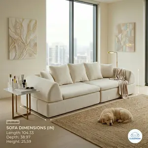 Cloud Modular Sectional Sofa - Deep Seat Modular Cloud Sofa - No Assembly Required, Plush Boneless Sectional Couch, Extra Soft Fluffy Seat for Modern Living Spaces