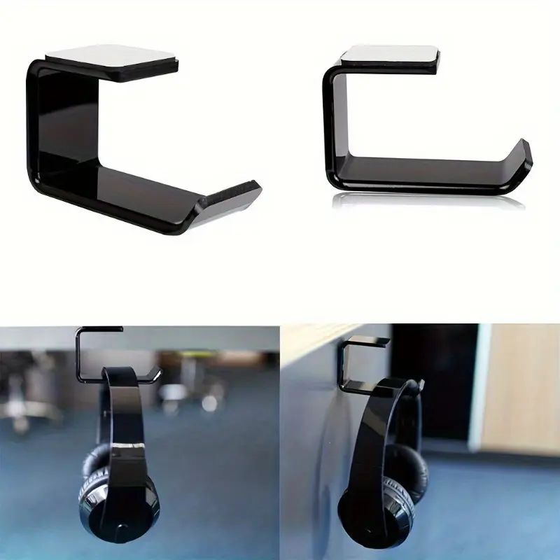 1pc U-shaped Headphone Stand, Wall-mounted Acrylic Under-table Headset Hook Stand, Headphone Hanging Rack, Under-desk Headset Rack, Headphone Stand Hanger