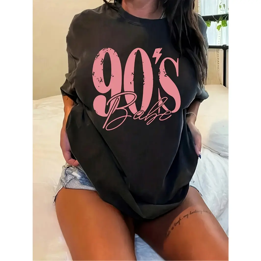 Womens 90s Babe Graphic Tee Cotton Short Sleeve Vintage Style Crew Neck Soft Comfy Casual Streetwear Y2k Inspired Shirt For Summer Outfits