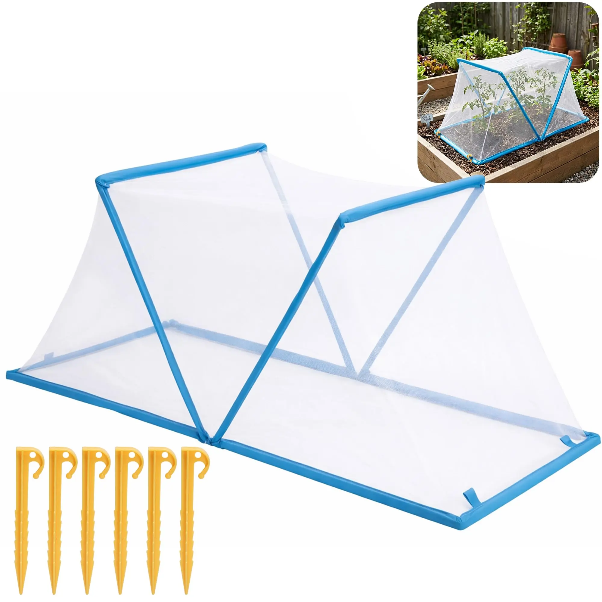 Foldable Arched Plant Shading Canopy Mini Greenhouse With 6 Ground Anchors, Breathable Polyester Mesh Cover For Seedling Cultivation Outdoor Garden Plant Protection