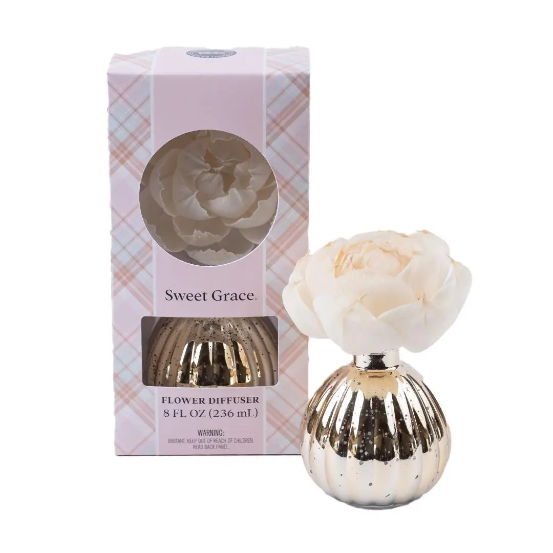 Bridgewater Sweet Grace Scented Fruity Flower Diffuser - Holiday Limited Edition Home Supplies, 8 fl oz Diffuser Aromatherapy Single Unit, 4.5l x 3.5w x 9.0h Dimensions, 60d Duration, Indoor Room Scenting