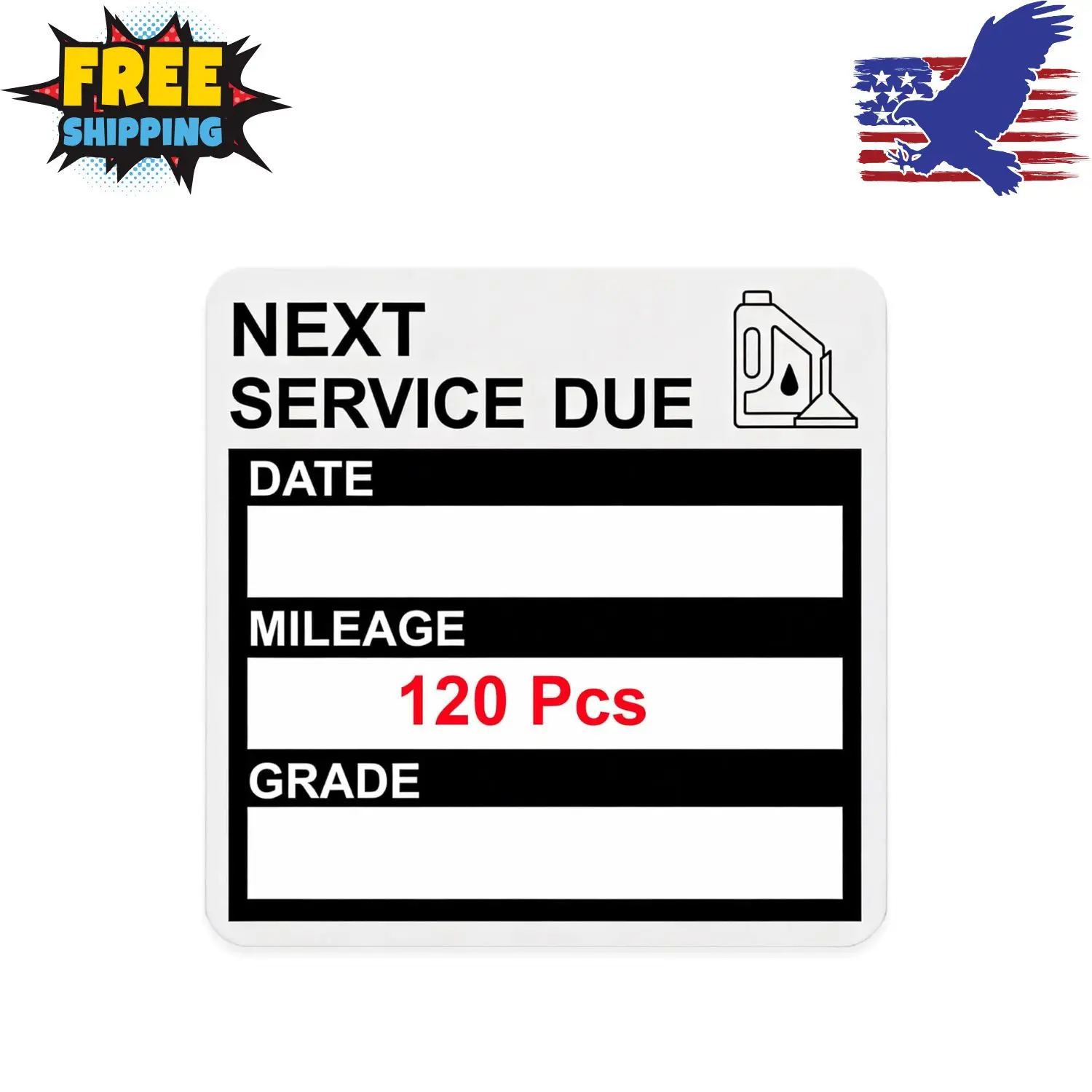 Static Cling Oil Change Stickers for Windshield, 120 Pcs 2x2 Inches
