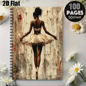 1 Spiral Coil Notebook 5.7x8.26 inch, Premium Lined Pages, Durable Binding, Perfect for Ballet Practice Journal, Dance Class Notes, Art Sketching, Birthday Gift for Dancers, Back to School Supplies, Daily Planner for Artists [2D] Flat