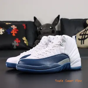 Men’s Mid Top Athletic Sneakers Cushioned Sole Non Slip Rubber Outsole Casual Basketball Training Shoes White Blue