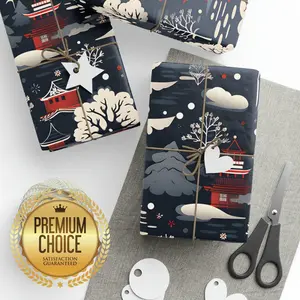 Japanese Christmas Wrapping Paper Rolls, Japan Inspired Birthday Gift Wrap, Japan Vibes Wrapping Paper, Japanese Christmas Scrapbook Paper