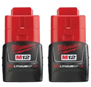 MILWAUKEE 48-11-2411 M12 REDLITHIUM Compact Battery Two Pack For Cordless Tools