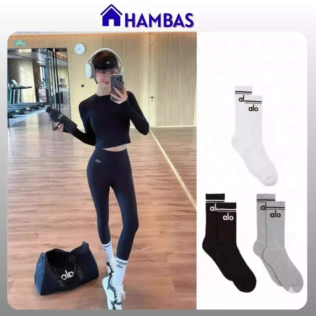 Yoga Unisex Throwback Crew Socks - Ribbed Striped Athletic Socks for Gym, Yoga & Pilates for Women