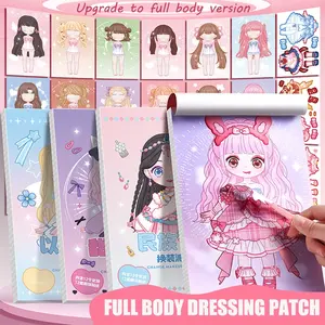 Fascinating DIY Seven-Color Princess Costume Sticker Book, Handmade Dress-Up Puzzle, Beautiful Makeup Book Stickers, Party Birthday Gift, Adhesive Stickers