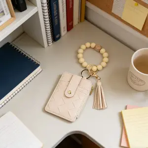 Trendy Beige Wristlet Keychain Wallet | TikTok Made Me Buy It Woven Card Holder | Spring Fashion Essential#TikTokFinds #ViralTikTok #NeutralAccessories #BeigeWallet #BeadedWristlet #TikTokMadeMeBuyIt #EverydayCarry