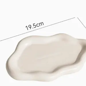Elegant Aesthetic Ceramic Cloud Tray, Single Layer Oval Shape, Glossy Edges, Multi-Purpose for Jewelry & Perfume Display, Key Organizer