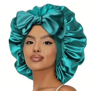 New Double Layer Satin Adjustable  Bonnet with Tie Band for Sleeping  Satin Lined Silk Skin Friendly  Bonnets for Women Natural Curly Hair Ladies' Gift