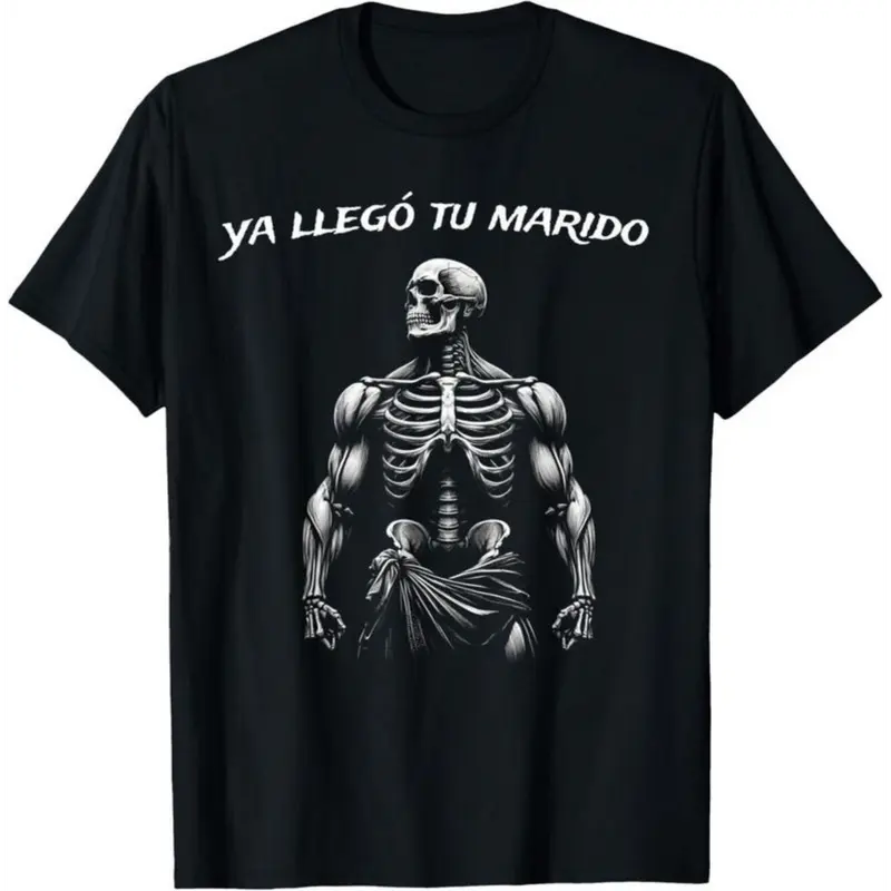 Classic cotton graphic fashion round neck tee Calacas Chidas Gym | Mexican Sayings Funny Sarcasm Slang T-Shirt Prints Man