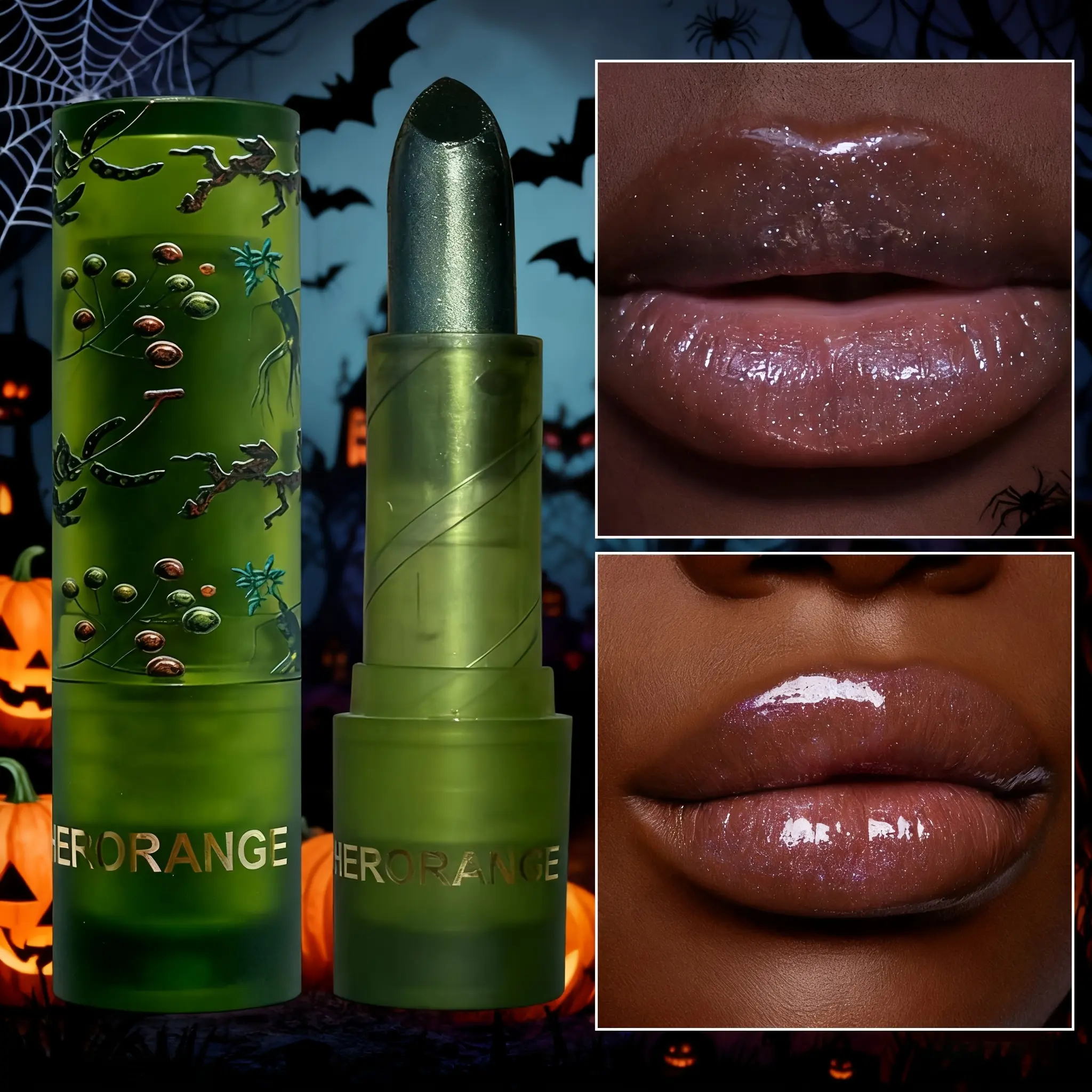 HERORANGE 5-Pcs Black Lipstick & Gloss Set - Long-Lasting, Glitter, High-Shine Finish, Waterproof, Smudge-Proof, Non-Toxic, Alcohol-Free for Adults, Suitable for All Skin Types, 24-Month Usage Compatibility